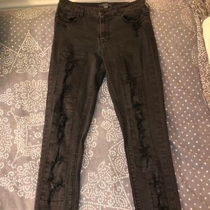 Kendall and Kylie Black Distressed Jeans